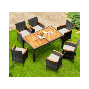 Best Selling Modern Outdoor <b>Dining</b> Set Acacia Wicker Rattan 6 Seaters Phu Linh - Product Image 2