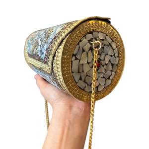 Colgador de bolsa de Metal de moda para mujer de alta calidad, impermeable, ecológico, de lujo, clásico, diseño de mosaico étnico, World Craft Impex - Product Image 4