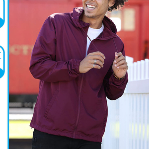 Chaqueta de lluvia cortavientos ligera con capucha para hombre, chaqueta de carcasa blanda resistente al agua, chaqueta impermeable ligera para hombre - Product Image 3