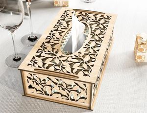 Boîte à mouchoirs en bois faite à la main avec un design élégant parfaite pour la décoration de salon, chambre à coucher, bureau et table à manger - Product Image 3