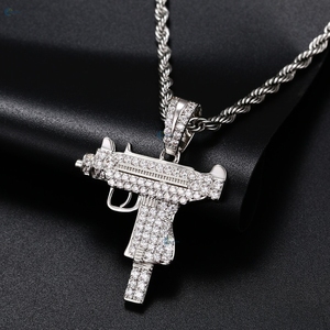 Pendentif en diamant de laboratoire glacé, style rappeur, pendentif pistolet, bijoux tendance hip-hop pour homme - Product Image 4