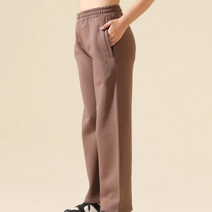 Wholesale Ladies Winter Baggy <b>Trousers</b> Mid <b>Waist</b> Casual Flat Front Outerwear <b>Elastic</b> <b>Waist</b> Pocket Women's Pants <b>Trousers</b> - Product Image 3