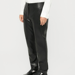 Pantalons en cuir décontractés pour hommes les plus vendus avec logo personnalisé et services OEM avec pantalon en cuir personnalisé de couleur unie - Product Image 3