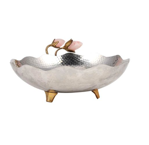 <b>Stainless</b> <b>Steel</b> <b>Bowl</b> Silver Leaf Design Crafts Hammered Design Decorative <b>Bowl</b> Centerpieces for Tables - Product Image 5