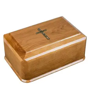 Venta al por mayor, el mejor vendedor, suministros funerarios, ataúd, urna de madera de cremación, proveedor de ataúd hecho en India, increíble urna de madera a la venta