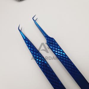 Pince à épiler d'extension de cils à pointe de fibre Couleur bleue plasma Pince à cils en acier inoxydable à pointe pointue à 45 et 90 degrés - Product Image 1