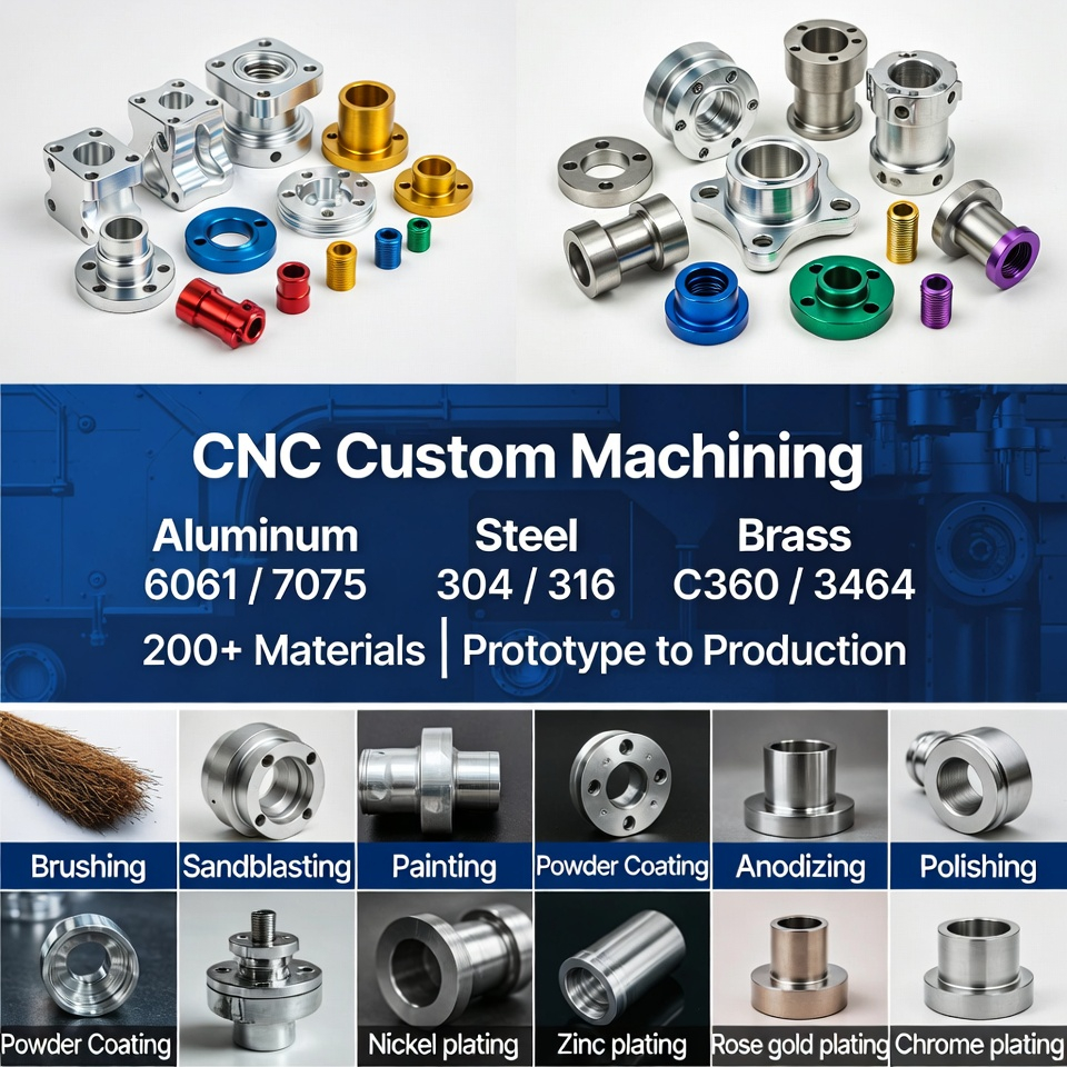 OEM CNC Machining Aluminum & Stainless Steel Parts with Anodizing/Polishing for Medical, Robotics & Automotive
