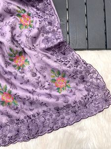 Recién llegado hermoso vestido puro brillante Zari gasa Sari Blusa con bordado y borde cortado Trabajo Mujer moda y proveedor - Product Image 6