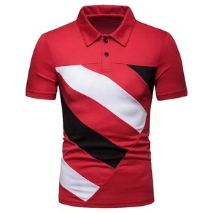 Polos de manga corta de verano, camiseta de bloque de Color a la moda para hombre, camisetas de cuello Polo para hombre, algodón, talla grande a la venta - Product Image 1
