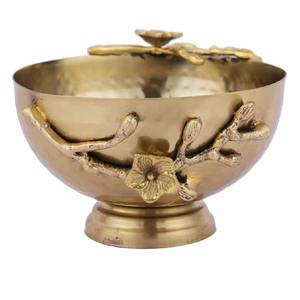 ชามเสิร์ฟลายดอกไม้เคลือบทองหรูหราเหมาะสำหรับสลัดผลไม้ถั่วชามโลหะที่เหมาะสำหรับโต๊ะอาหารของโรงแรมและของตกแต่งงานแต่งงาน - Product Image 1