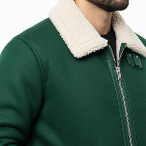 Veste à manches en cuir et en laine pour hommes Manteau d'hiver à la mode Fabricant d'équipement d'origine Conception de logo personnalisé Vêtements d'extérieur Fournisseur de gros - Product Image 4