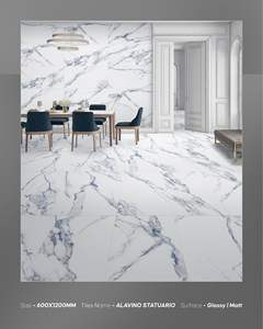 Alavino Statuario Classy Statuario Design Blanc Marbre Premium Porcelaine Intérieur Décoration Maison Carreaux - Product Image 2