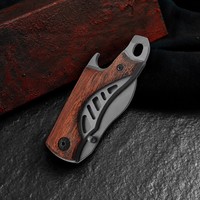 Couteau de poche pliable multifonctionnel à manche en bois, mini-outil de camping en plein air
