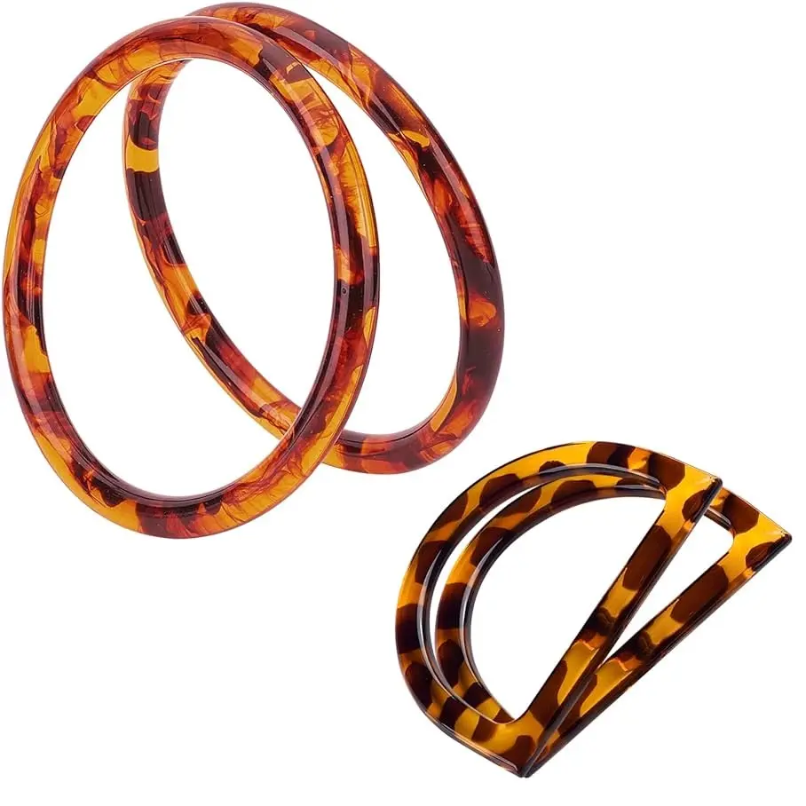 Wholesale Multi Size O Ring Resin Handle Leopard Plastic Handle For Bag O Shape Handle Ring