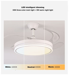 42" Energy Saving AC Motor Modern Outdoor <b>Ceiling</b> Fan 3-Tone LED <b>Light</b> Flush Mount Low Profile <b>Remote</b> <b>Control</b> - Product Image 2