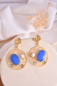 Blue Elegant Chalcedony <b>Pearl</b> <b>Earrings</b> Drop Handmade Stud <b>Earring</b> Manufacturers and Suppliers Gold Plated <b>Pearl</b> Jewelry - Product Image 3