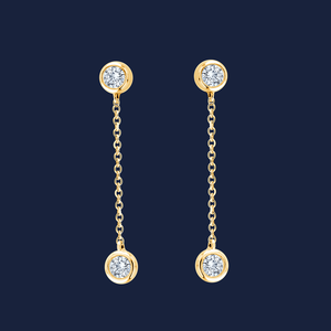Pendientes colgantes con diamantes cultivados en laboratorio, engastados en bisel, de 0.16 quilates GH-SI, elaborados en oro macizo de 14K, joyería de moda. - Product Image 1