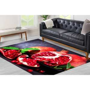 Pomegranate Printed <b>Rug</b>: Vibrant Modern Addition for Living Room,Velvet <b>Rug</b> - Product Image 3