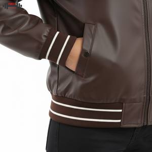Blouson aviateur en cuir pour femme, taille XL, neuf, personnalisable, tendance, streetwear de luxe, rayures en velours côtelé, hiver, femme - Product Image 4