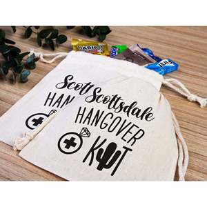 100% Cotton <b>Drawstring</b> <b>Pouches</b>-Hangover Recovery Kit Bags for Events Gift Idea - Product Image 5