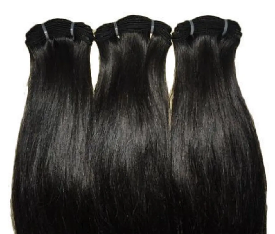 Mèches indiennes lisses de couleur naturelle, lot de 100% cheveux humains, taille du paquet en pouces 6 T- 32