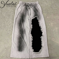 Sweatpants décontractés unisexes en coton 100% avec logo personnalisé, style streetwear, effet vieilli, imprimé à l'écran, coupe ample pour hommes
