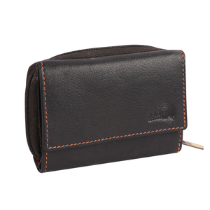 Portefeuille pour hommes vertical court en cuir véritable texturé marron de luxe à la main coutures contrastées étanches blocage RFID - Product Image 1