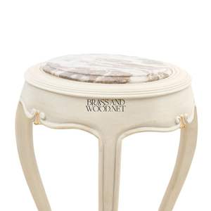 Mesa Auxiliar Redonda de Lujo con Cubierta de Mármol Premium y Patas Cabriole Elegantes para Decoración Clásica de Sala de Estar - Product Image 4