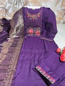 ชุดคอลเลกชั่นชุดคอลเลกชั่นชุดคอลเลกชั่นผ้าไหมโรมันดีไซน์เนอร์อินเดียสำหรับงานแต่งงานของผู้หญิง - Product Image 3