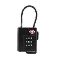 Cadenas à combinaison 3 chiffres en ABS chromé approuvé TSA, antivol, déverrouillage par mot de passe, noir, pour bagages, voyages, gym, école, ABA