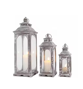 Linterna de metal hecha a mano con patrón de vidrio transparente Linterna agradable para decoración de iluminación de centro de mesa de Navidad y boda - Product Image 4