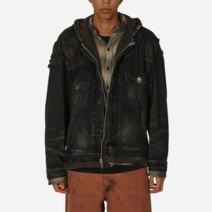 Chaqueta vaquera de invierno para hombre de moda 2025/2026, estilo callejero, logotipo frontal con capucha, costura Premium, versatilidad diaria - Product Image 1