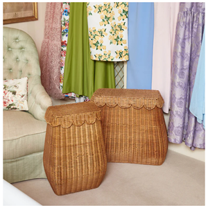 Large Size Rattan Storage <b>Basket</b> With Scalloped Lid Hand <b>Woven</b> <b>Laundry</b> <b>Baskets</b> For Cloth Bedroom Accessories From Vietnam - Product Image 6