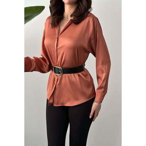 Camisa Satinada Color Ladrillo - Ladrillo - Product Image 4