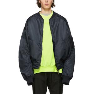 Streetwear personnalisé pour hommes blouson bombardier noir polyester tissu Satin surdimensionné épais vêtements d'extérieur décontractés veste classique formelle - Product Image 1