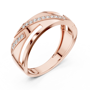 Anillo de Compromiso de Diamantes de Lujo con Diseño de Flujo Diagonal |   Joyería Fina Nupcial Moderna - Product Image 2