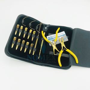 Kit d'outils de pose d'extensions capillaires de haute qualité pour étudiants, avec pinces, clips, aiguilles, outils à boucle et crochet, revêtement couleur or plasma - Product Image 4