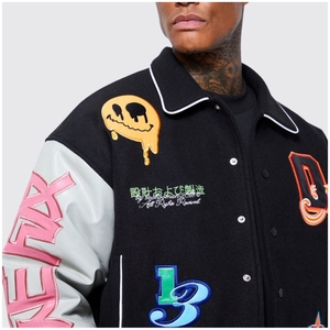 Veste de Baseball universitaire pour hommes vestes universitaires pour hommes laine lourde Chenille broderie patchs Patchwork Letterman veste - Product Image 2