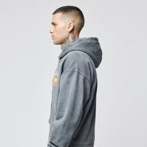 Sudadera con capucha de algodón 100% para hombre al por mayor, talla grande, color liso, forro polar de invierno, 6XL, personalizable, en blanco con bordado - Product Image 4