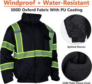Chaquetas de Seguridad de Alta Visibilidad para Trabajo, Chaquetas de Invierno Reflectantes con Cremallera Personalizada, Ropa de Trabajo Personalizada - Product Image 4