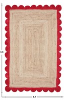 Tapis en jute fait main de meilleure qualité motif de défilement de limite rouge Style moderne tapis de porte lavable pour la maison pique-niques indiens directs