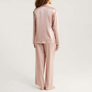 Conjunto de Pijama de Dos Piezas de Seda 100% para Mujer, Camisón Transpirable de Alta Calidad y Camisa de Vestir con Mangas Largas - Product Image 2