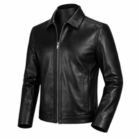 Veste d'hiver vintage en cuir véritable noir style urbain, zippée, classique, imperméable, épaisse, service OEM, vente en gros