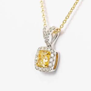 Collier pendentif en or blanc 14 carats, forme coussin, 0,80 carat, diamant de laboratoire, cluster, bijoux fins élégants, cadeau d'anniversaire parfait - Product Image 2