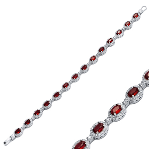 Oval Ruby CZ Stone Tennis Bracelet Venta al por mayor Hecho a mano Turco 925 Sterling Silver Fine Jewelry para mujeres - Product Image 1
