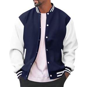 Veste de baseball classique pour homme, col montant, à capuche, rouge et blanc, style varsity, bomber décontracté, vêtements de sport - Product Image 3