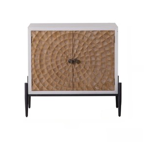 CNC Door Mango Wood Iron Modern Farmhouse Dining Storage Cabinet for Home Living Room Kitchen with Eco-Friendly Durable Design - Product Image 1