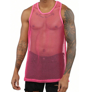 Camiseta sin Mangas de Malla 100% Algodón para Hombre, Estilo Hip Hop Casual, con Logotipo Personalizado, Secado Rápido y Transpirable - Product Image 1