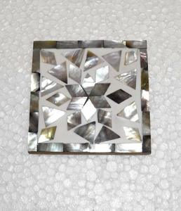 Natural Mother Pearl Inlay Classic Eco-Friendly Square <b>Coasters</b> Artisanal Craftsmanship for Modern Home Restaurant <b>Table</b> - Product Image 3