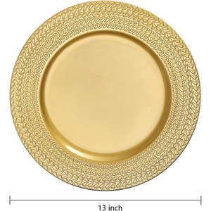 Assiette de présentation décorative en fer doré écologique avec bordure à motif de feuilles, durable - Product Image 2